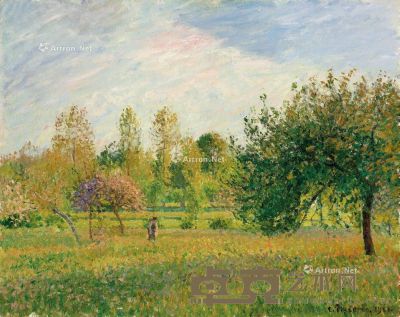 卡密尔·毕沙罗 1901年作 伊拉格尼草地；夏日、太阳、黄昏 油彩 画布 65.3×81.3cm