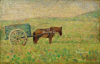 乔治·修拉 约1883年作 郊外马车 油彩 画板