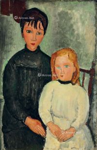 亚美迪欧．莫迪利安尼 1918年作 两个女孩 油彩 画布