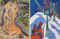 恩斯特·路德维格·基而希纳 1913年及1922/1926年作 《海上的泳客》（正面）《乘坐雪橇》（背面） 油彩 画布