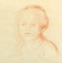 彼埃·奥古斯特·雷诺瓦 约1885年作 雷诺瓦夫人肖像 红铅笔 纸本