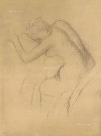 埃德加·德加 1899年作 坐着的裸女 碳笔 透写纸 裱于画板