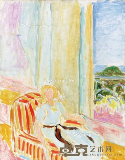 昂利·马蒂斯 1942年9月作 坐窗边身穿白色裙的女孩 油彩 画布 65×46.3cm