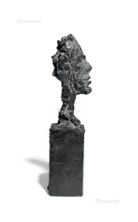 阿尔伯托·贾克梅蒂 底座上的迭戈头像 铜雕 深褐锈色