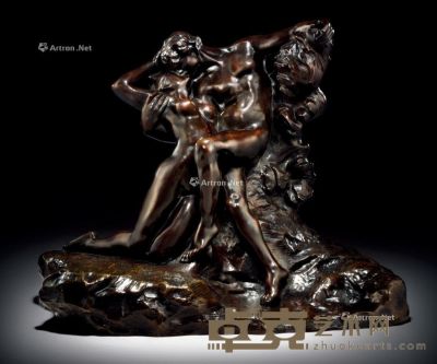 奥古斯特·罗丹 永恒的春天；第二款；第三次缩版 铜雕 褐锈色 39.6×50×28.5cm