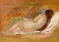 彼埃·奥古斯特·雷诺瓦 约1885年作 赭色背景前倚着的裸女背影 油彩 画布