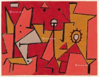 保罗·克利 1940年作 热 彩色浆糊 纸本 裱于画卡