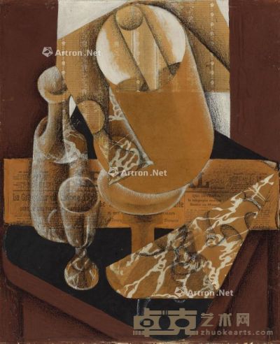 胡安·格里斯 1914年5至6月作 灯 纸张拼贴 水粉 碳笔 画布 55.2×46.3cm