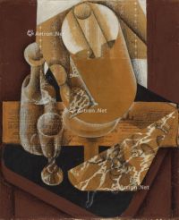 胡安·格里斯 1914年5至6月作 灯 纸张拼贴 水粉 碳笔 画布