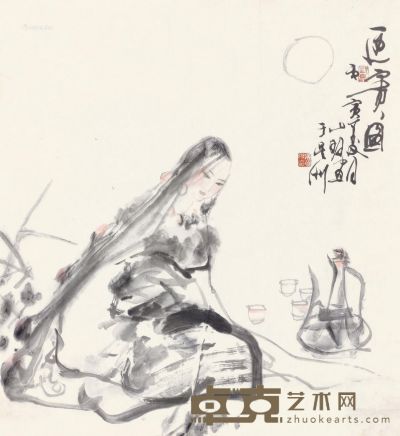 吴山明 迎宾图 69×64cm