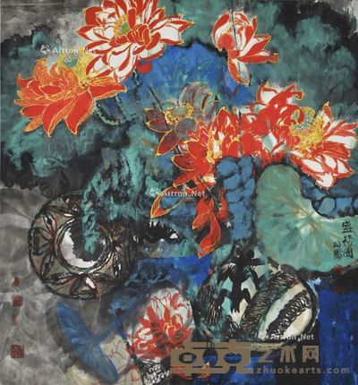 李柏默 盛荷图 89×96cm
