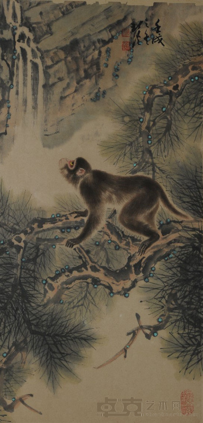 周北溪 工笔猴 30×62cm约1.7平尺