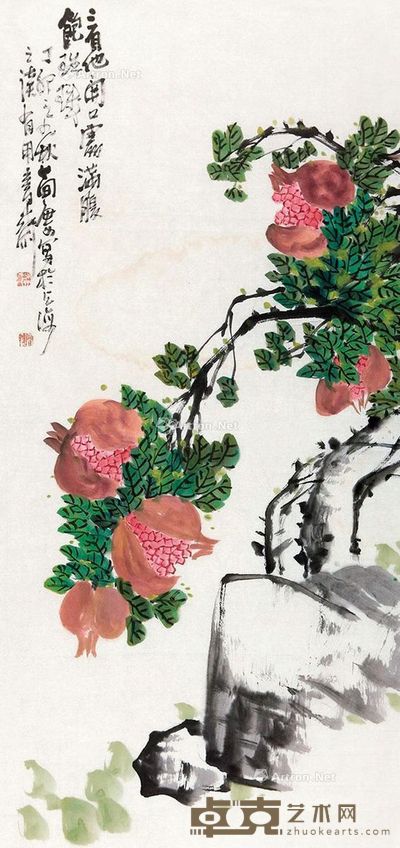 曹简楼 石榴 96×45cm