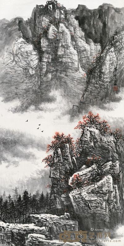 区广安 鸟山水更幽 134×67cm