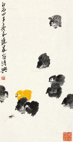 齐良迟 雏鸡图