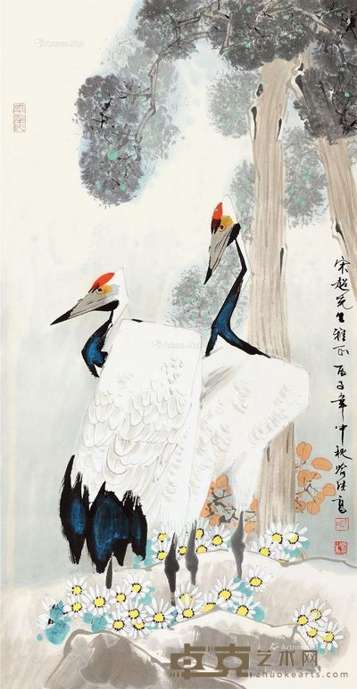 喻继高 瑞鹤图 95×49cm
