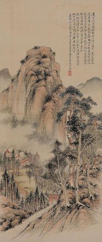 潘恭寿 深山古寺图
