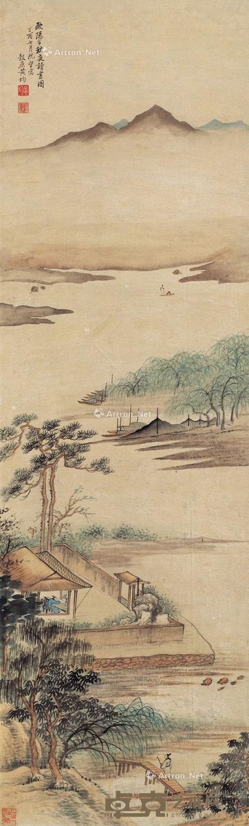 黄均(古) 欧阳子秋夜读书图 104×31cm