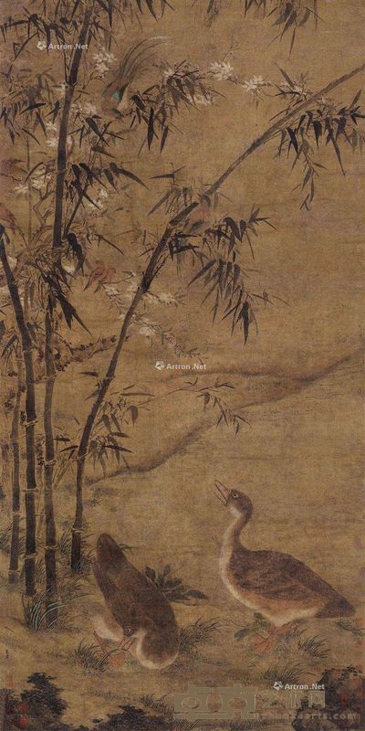 惠崇 竹禽图 179×89cm