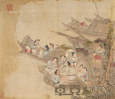 杜堇 渔家乐 33×37cm