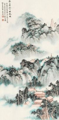 吴湖帆 溪山楼观图