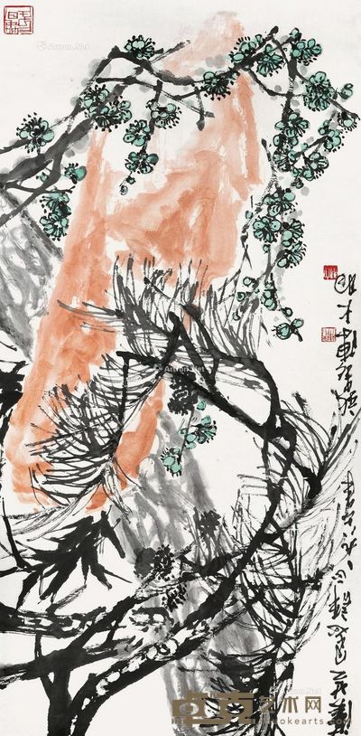 陈大羽 松梅图 136×68cm