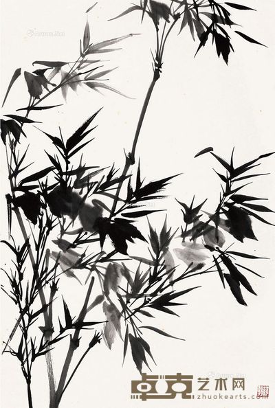 唐云 雨竹 70×46.5cm
