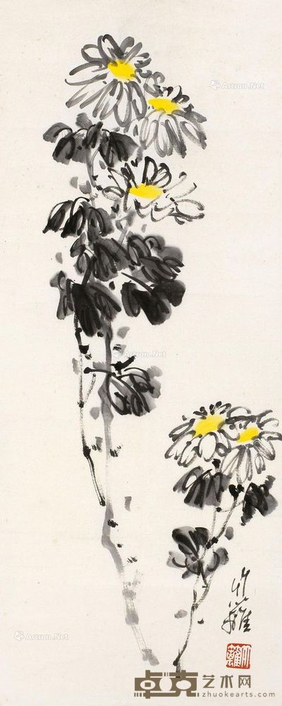 孙竹篱 秋菊 27×67cm