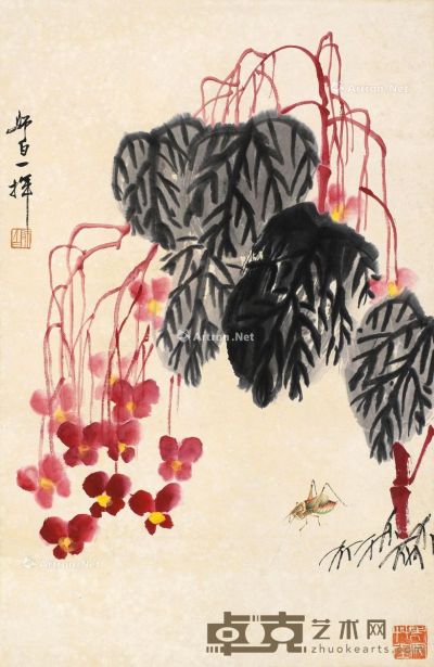娄师白 工虫花卉 45×68.5cm