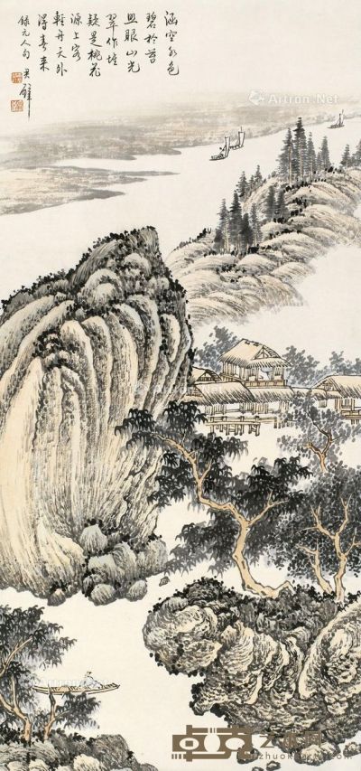 黄君璧 江山轻舟 43×94cm