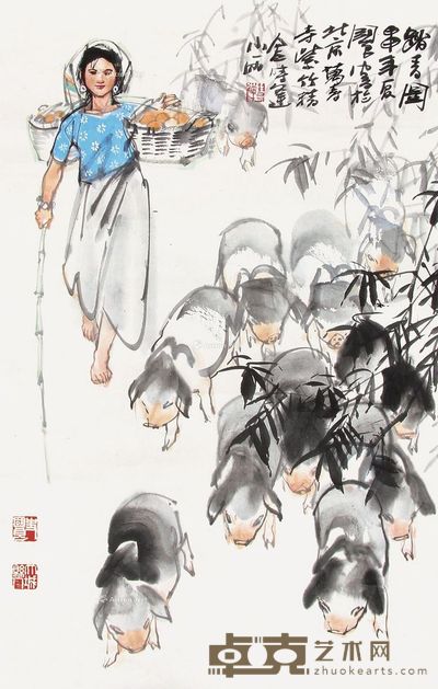史国良 踏春图 70×44cm