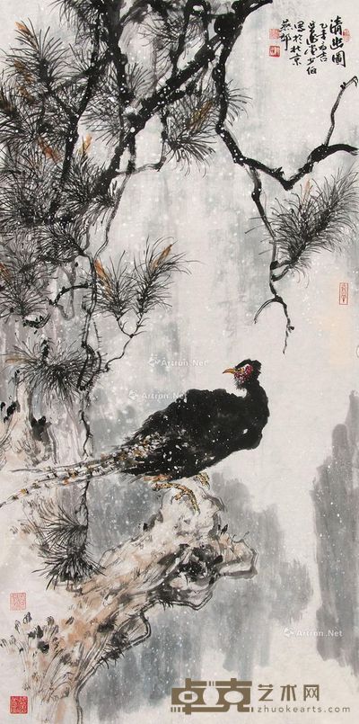 沈少伯 清幽图 137×69cm