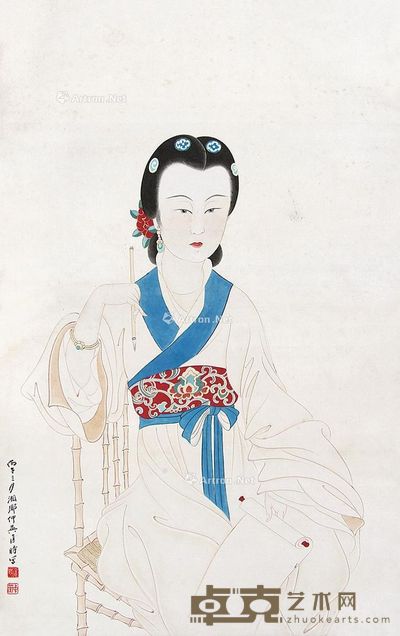 匡仲英 仕女 70×44cm