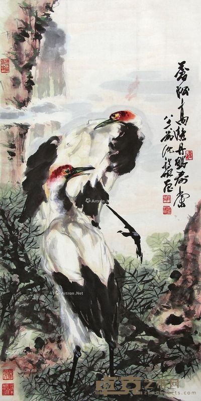 沈锡纯 松鹤延年 137×68cm