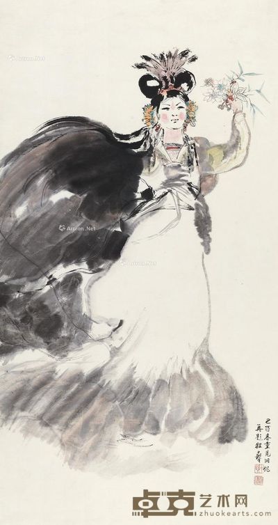 程十发 天女散花 124×66cm