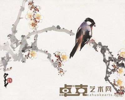 赵少昂 白梅禾谷 30×37cm