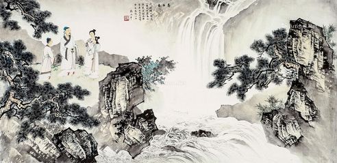 张洪千 山水画高士图