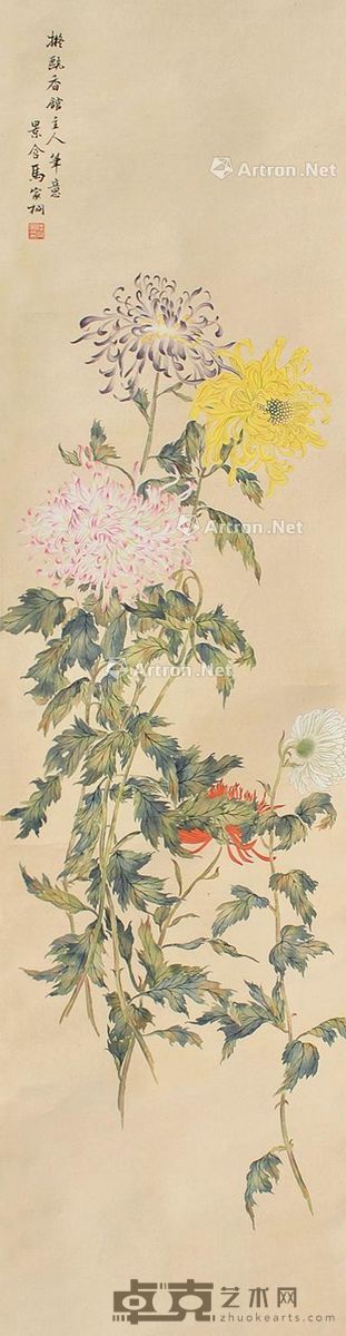 马家桐 花鸟 134×31cm