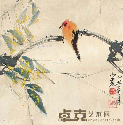 赵少昂 花鸟 33×33cm