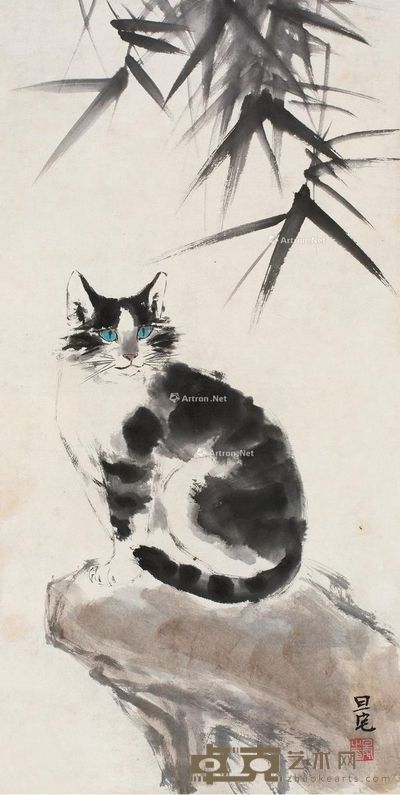 刘旦宅 猫 67×33cm
