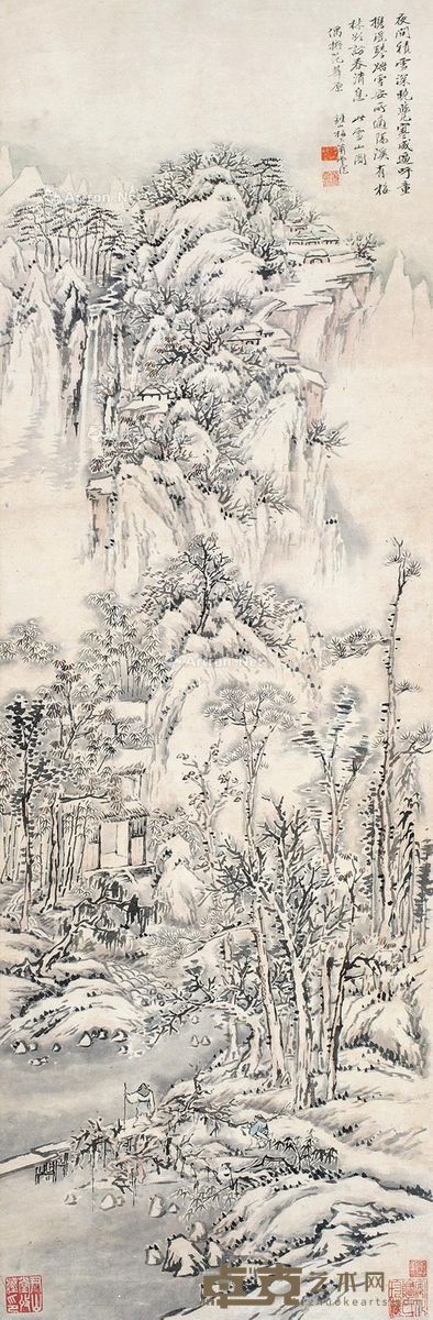 萧云从 雪山图 120×38cm?