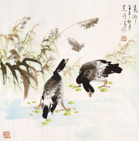 郑克明 双雁戏水