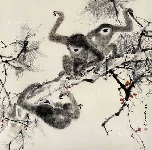 陈文希 猿猴嬉戏图