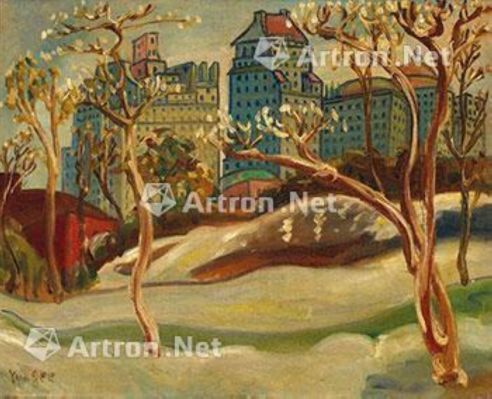 朱沅芷 约1940年作 中央公园 油彩 画布