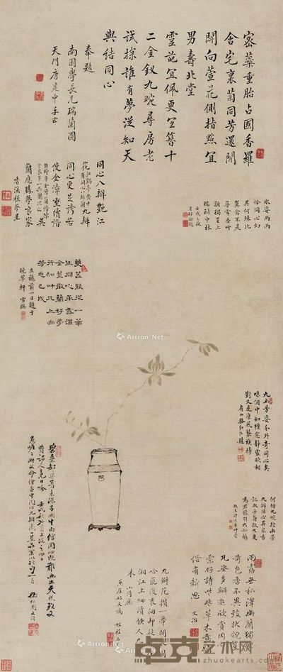 钱沣 瑞兰图 106×44.5cm