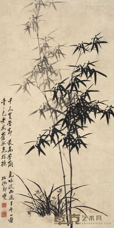 郑板桥 兰竹图 168×83cm