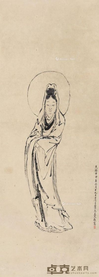 罗允夔 观音大士 91×33cm