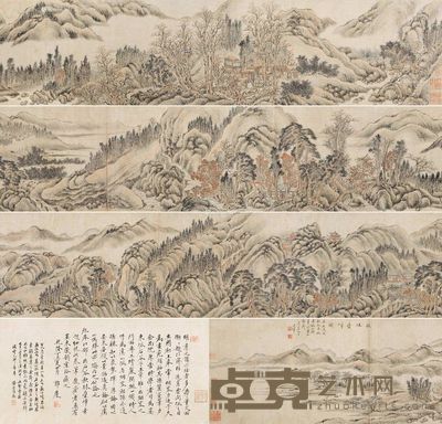 王翚 秋林叠嶂图 33.5×500cm