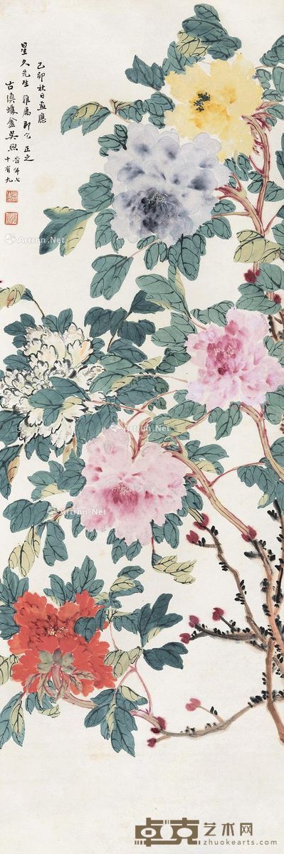 吴煦 牡丹 98.5×32cm
