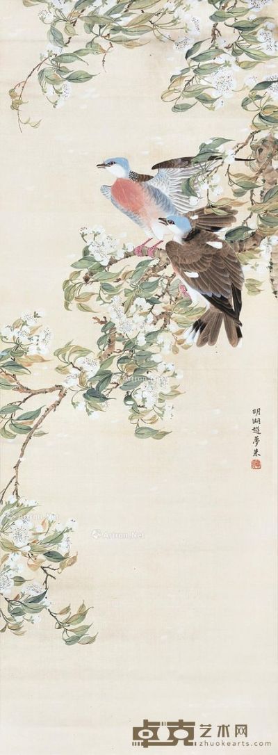 赵梦珠 花鸟 109×40cm